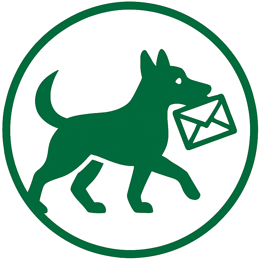 Hund mit Briefumschlag